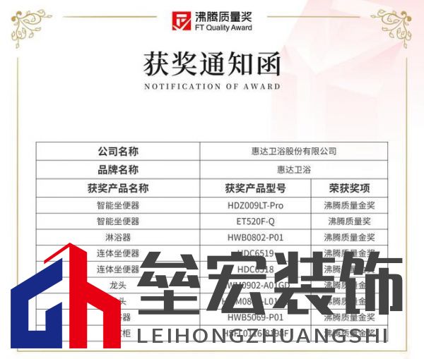 2024沸騰質(zhì)量獎9項大獎，惠達(dá)衛(wèi)浴品質(zhì)實力的最佳注腳！